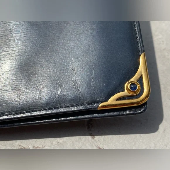 Cartier Vintage sapphire stone Leather Wallet - Picture 4 of 9